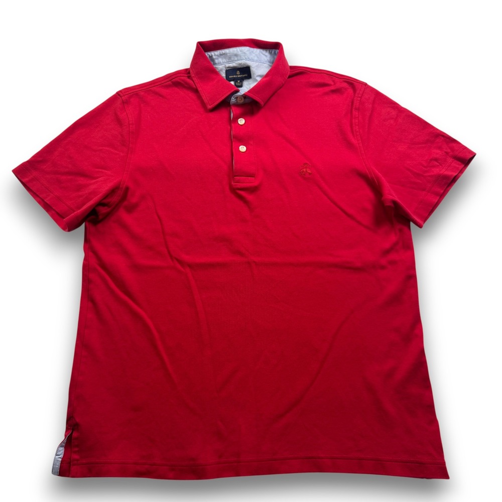 Brooks Brothers Mens Red Short Sleeve Cotton Polo Shirt Size M Classic Fit
